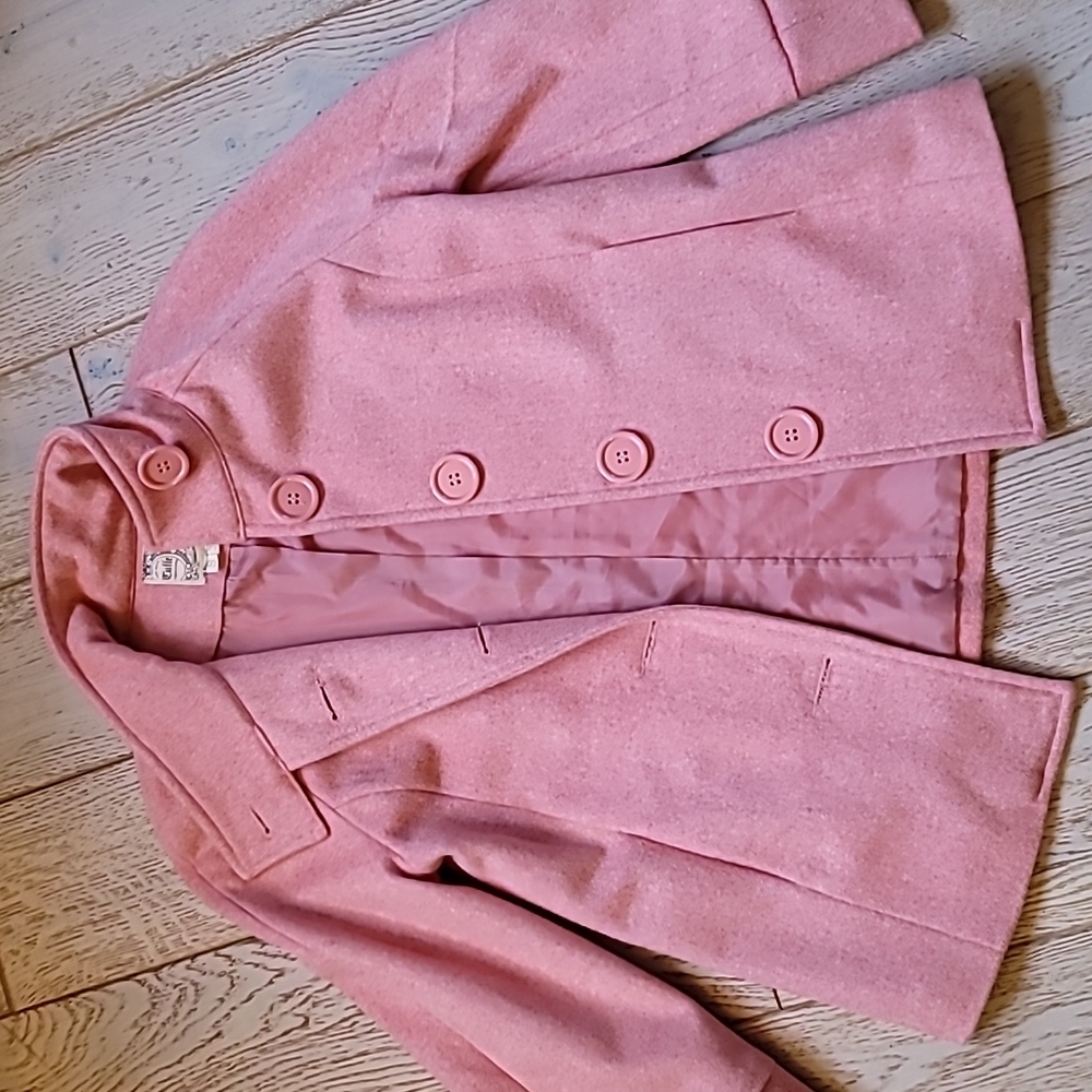 Anthropologie TULLE Cropped Wool Coat Barbie Pink Big Buttons Small